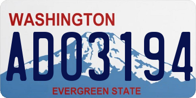 WA license plate ADO3194