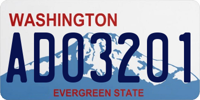 WA license plate ADO3201