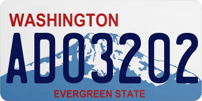 WA license plate ADO3202