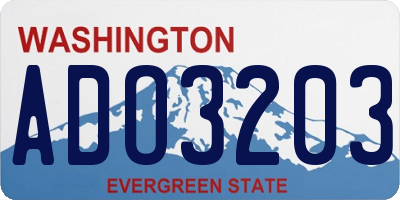 WA license plate ADO3203