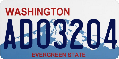 WA license plate ADO3204
