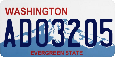 WA license plate ADO3205