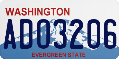 WA license plate ADO3206