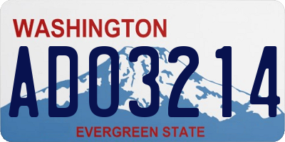 WA license plate ADO3214