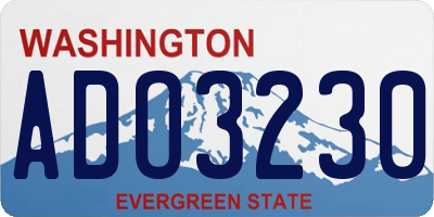 WA license plate ADO3230