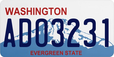 WA license plate ADO3231