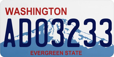 WA license plate ADO3233