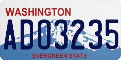 WA license plate ADO3235