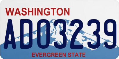 WA license plate ADO3239