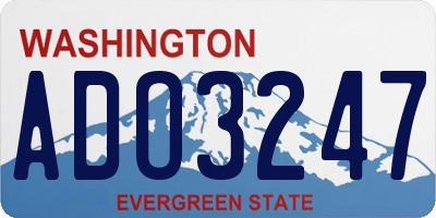 WA license plate ADO3247