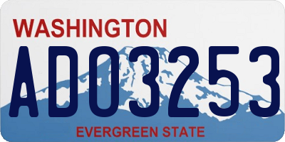 WA license plate ADO3253