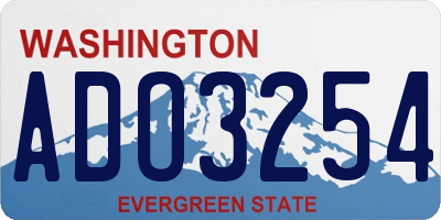 WA license plate ADO3254