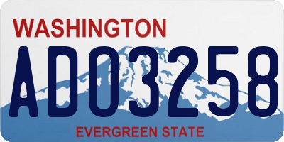 WA license plate ADO3258