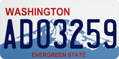 WA license plate ADO3259