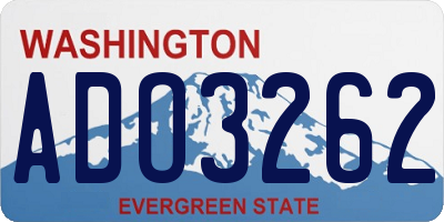 WA license plate ADO3262