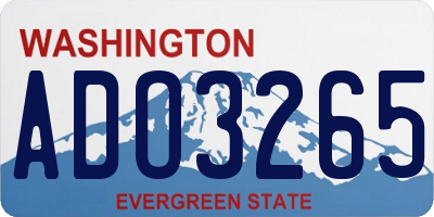 WA license plate ADO3265
