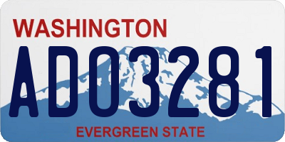 WA license plate ADO3281