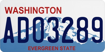 WA license plate ADO3289