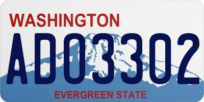WA license plate ADO3302
