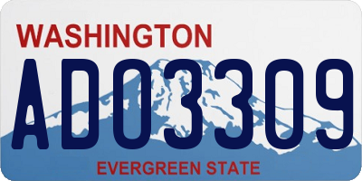 WA license plate ADO3309