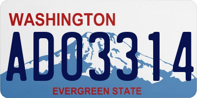 WA license plate ADO3314