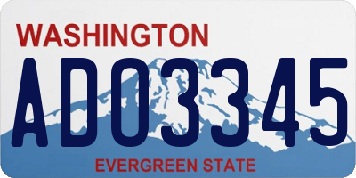 WA license plate ADO3345