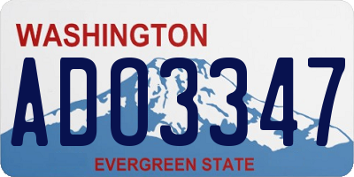 WA license plate ADO3347