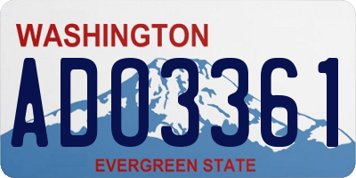 WA license plate ADO3361