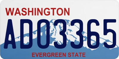 WA license plate ADO3365