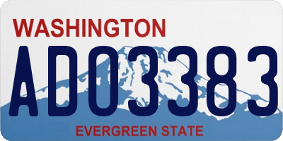 WA license plate ADO3383