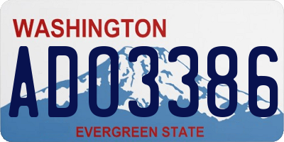 WA license plate ADO3386