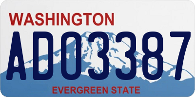 WA license plate ADO3387