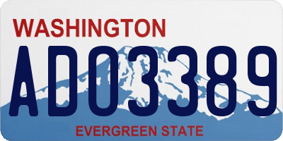 WA license plate ADO3389