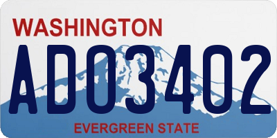 WA license plate ADO3402