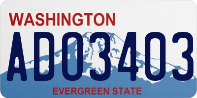 WA license plate ADO3403