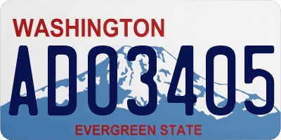 WA license plate ADO3405