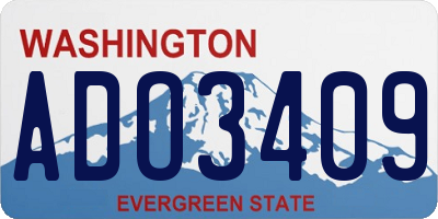 WA license plate ADO3409