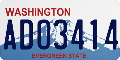 WA license plate ADO3414