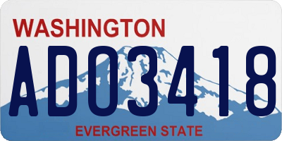 WA license plate ADO3418