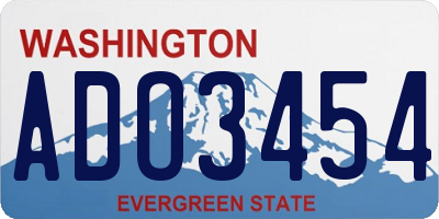 WA license plate ADO3454