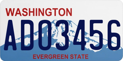 WA license plate ADO3456