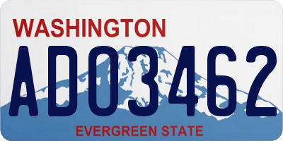 WA license plate ADO3462