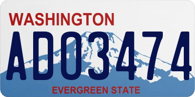 WA license plate ADO3474