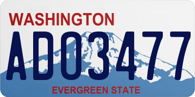 WA license plate ADO3477