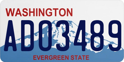 WA license plate ADO3489