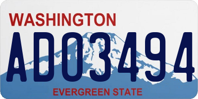 WA license plate ADO3494