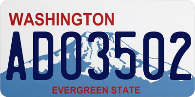 WA license plate ADO3502