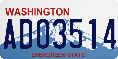 WA license plate ADO3514
