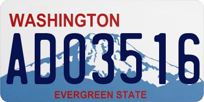 WA license plate ADO3516