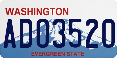 WA license plate ADO3520